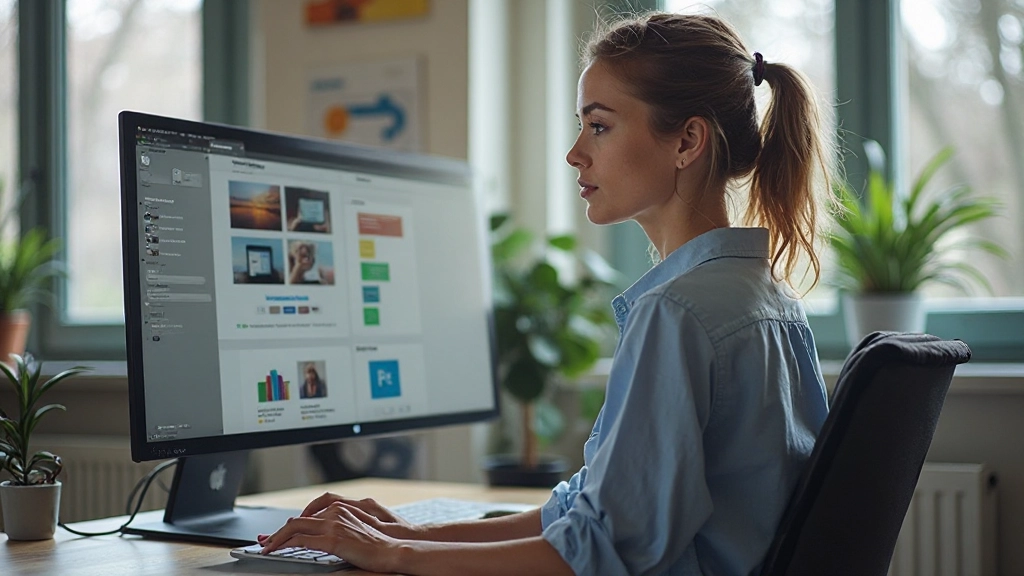 Professionele webdesigner die responsive layouts op een monitor ontwerpt in moderne kantoor